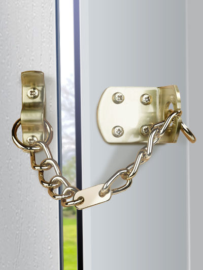 Security chain fitted to the inside of an ajar door