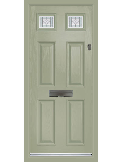 2 glass 4 solid panel composite door in french grey