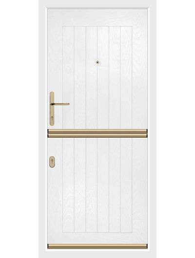 White Norfolk solid composite stable door with gold hardware