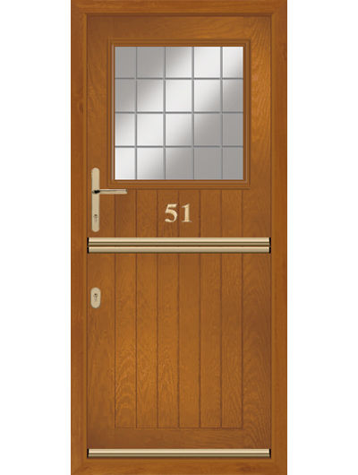 Oak Sutton Box Lead composite stable door with gold hardware