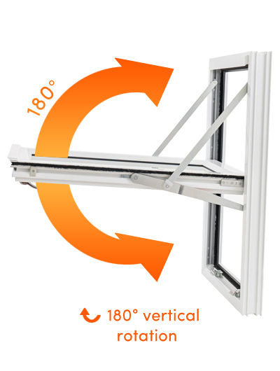 Diagram of a reversible UPVC window