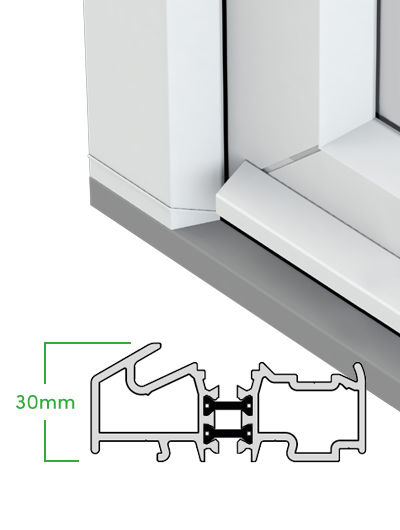 Diagram of a low aluminium door threshold