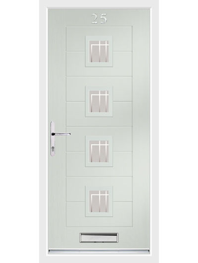 A Monza 4 Square Centre composite front door in pebble with Deco glass