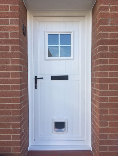 Cottage style UPVC door with a catflap