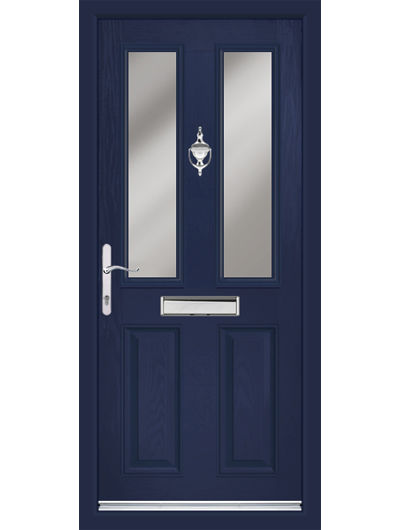 Dorset composite front door in blue with hrome hardware