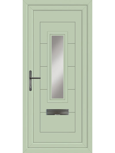 Chartwell green Warrington UPVC front door with graphite hardware