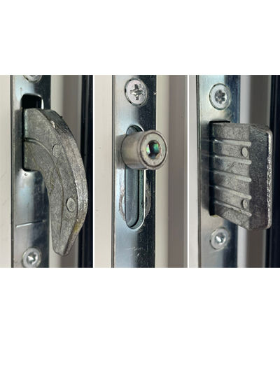 Multi-point locking system hook, shoot and bolt