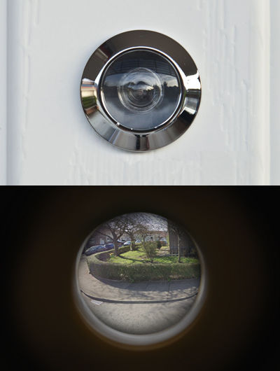 External and internal views of a spyhole