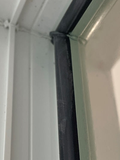 Closeup of weatherseal gasket on a UPVC door
