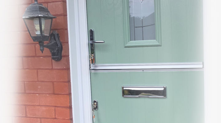 Close-up of a chartwell green composite stable door