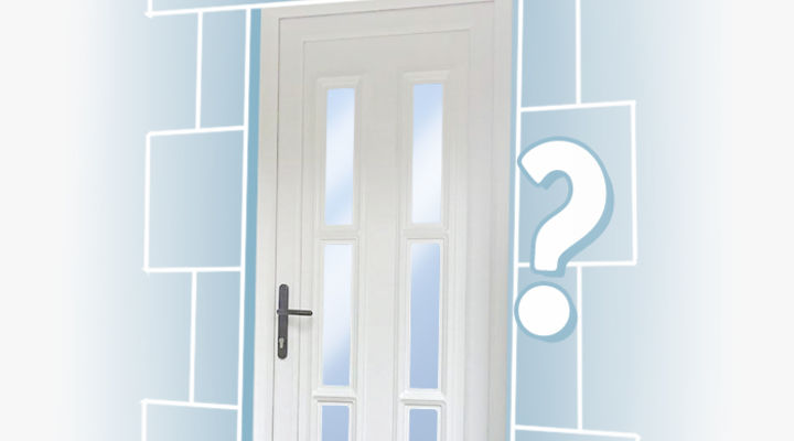 A white mdoern style UPVC door within an illustrated wall