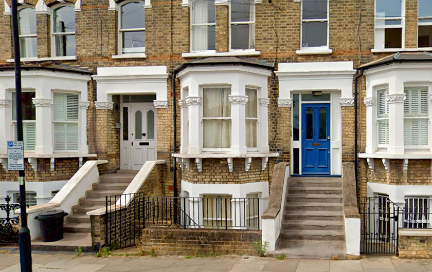 Victorian terraced houses with stariways and bay windows