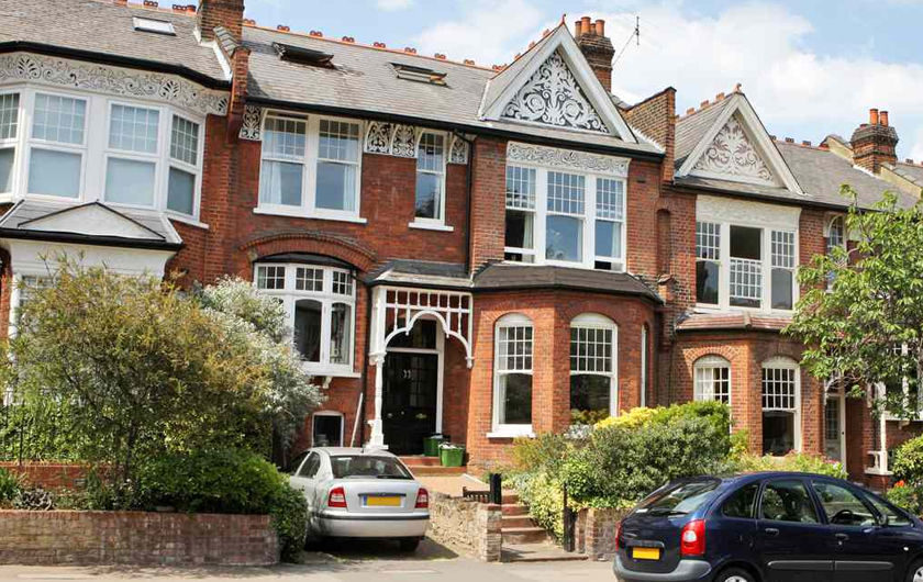 Edwardian style houses with grilled windows and decorative fascias