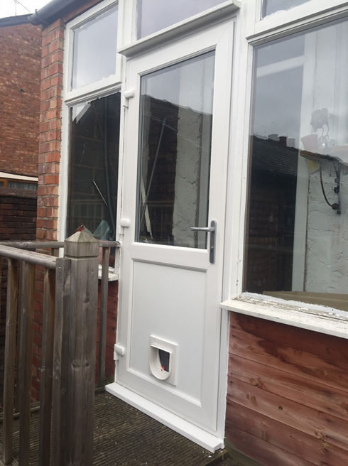 Plymouth Attina white upvc back door with catflap