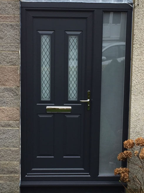 Leeds Shannon anthracite grey upvc front door with side panel