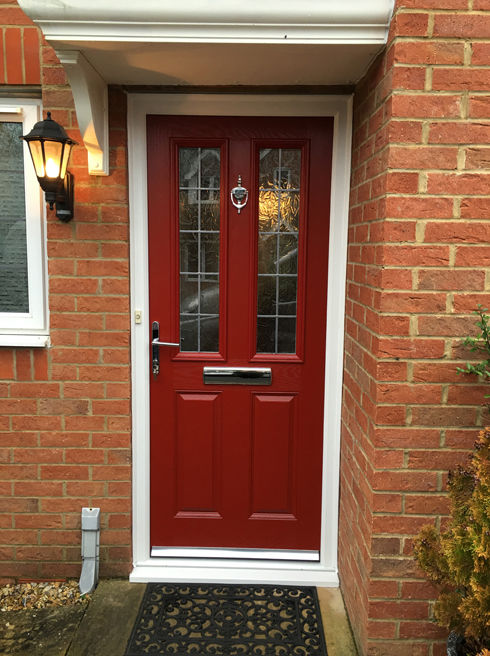 Dorset Silver Georgian Fret red composite front door