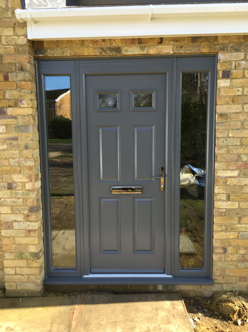 Sussex Anice slate grey composite front door with side panels