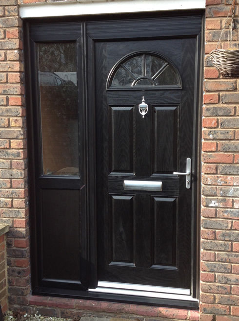 Essex black composite front door with side panel