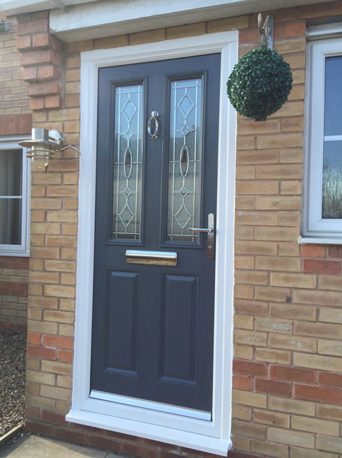 Dorset Silver Triple Glass slate grey composite front door