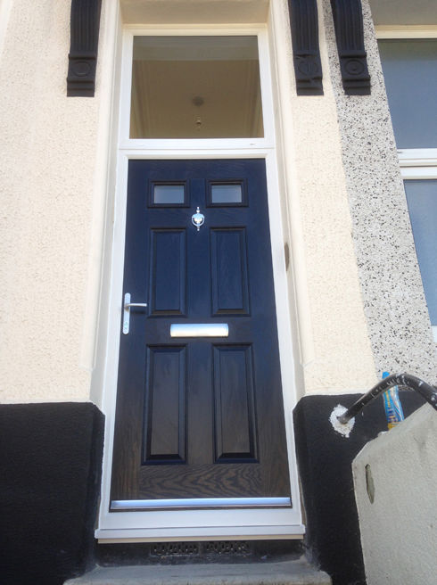 Sussex Anice blue composite front door with toplight