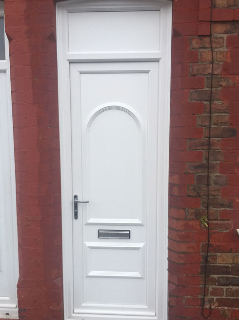 Lewisham Solid white upvc front door with top panel