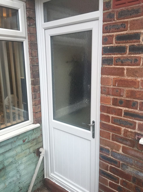 Cardiff Attina white upvc back door with toplight