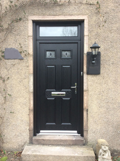 Sussex Black Sextet black composite front door with toplight 