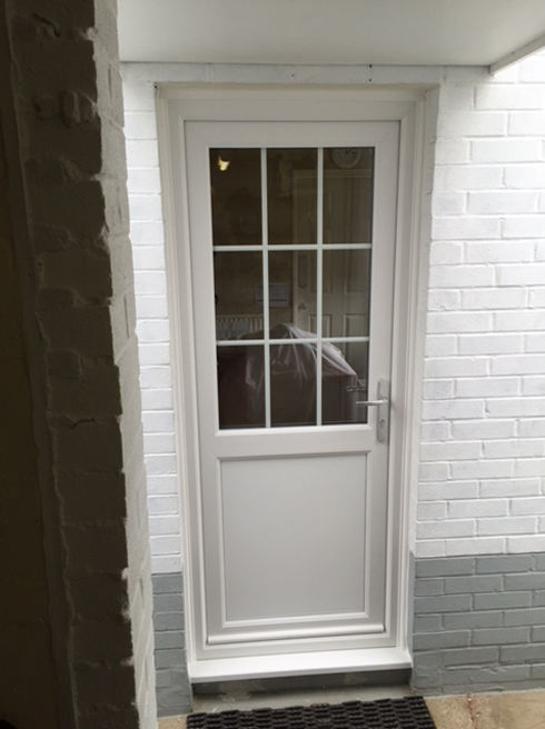 Plymouth Georgian Bar white upvc back door