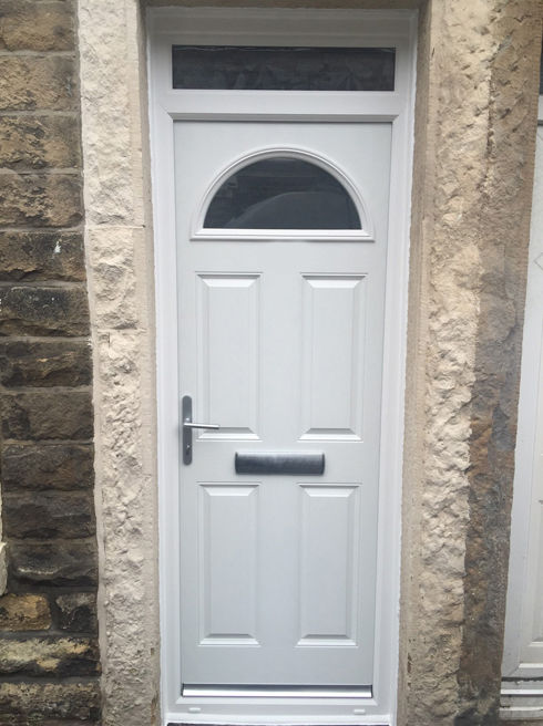 Surrey Anice white composite front door with toplight