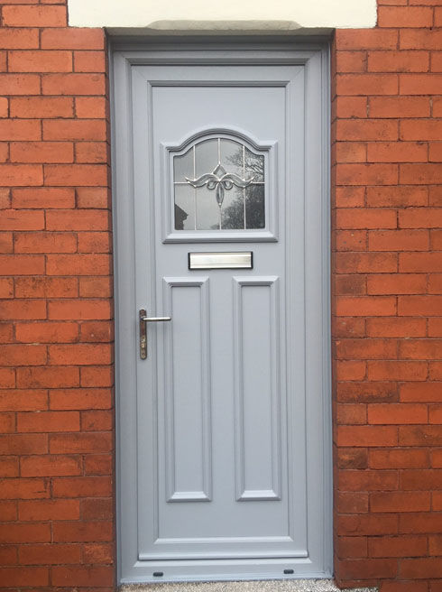 Glasgow Rhine light grey upvc front door