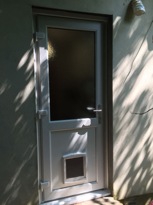 Plymouth Attina white upvc back door with catflap