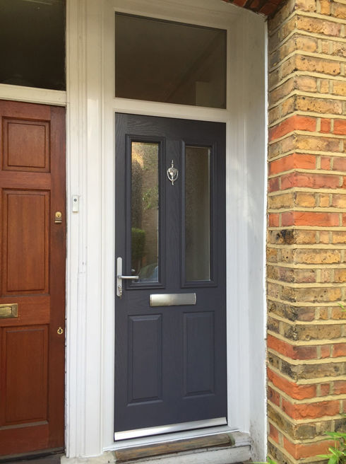 Sussex Anice slate grey composite front door with toplight