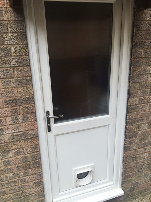 Plymouth Attina white upvc back door with catflap