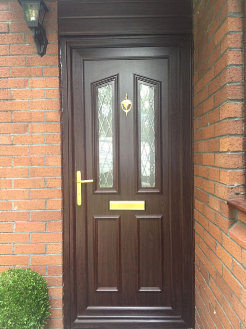 Croydon Diamond Lead 2 rosewood upvc front door