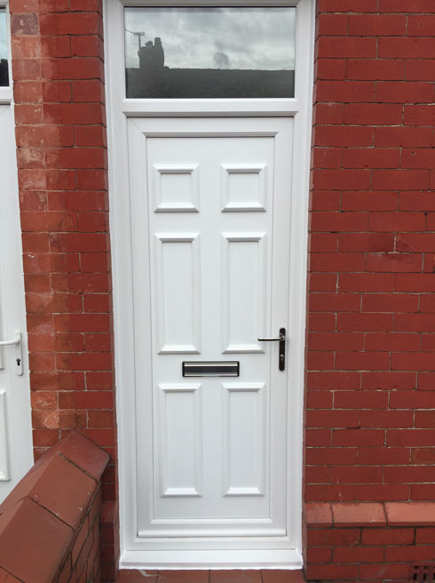 Newham Solid white upvc front door with toplight