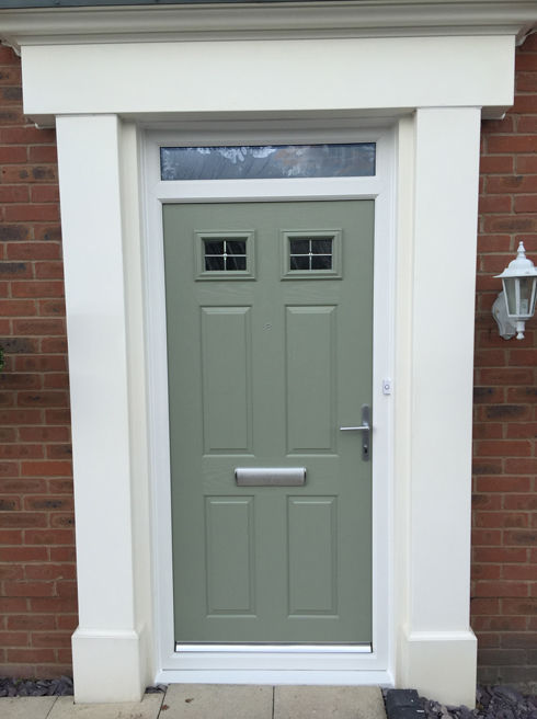 Sussex Silver Georgian Fret olive composite front door with toplight