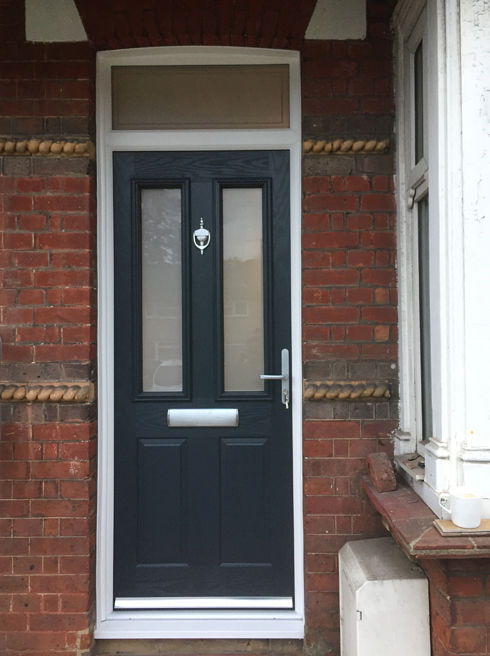 Dorset Anice anthracite grey composite front door with toplight