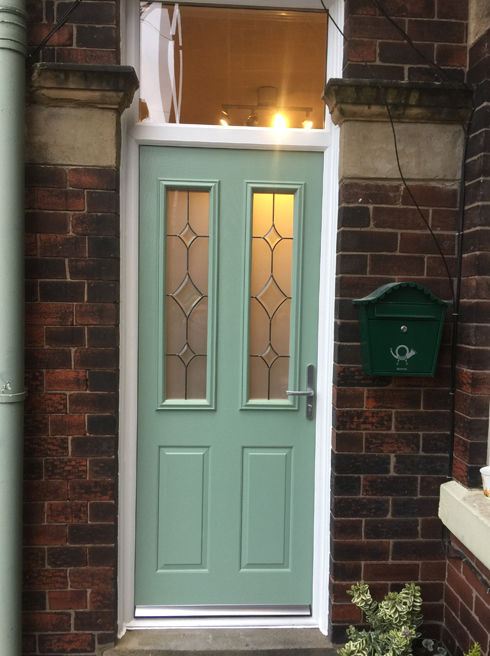 Dorset Clear Diamond chartwell green composite back door with toplight