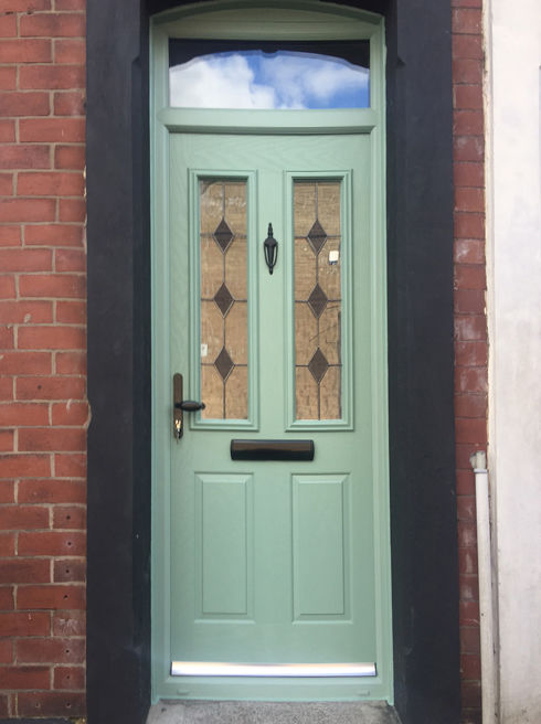 Dorset Black Sextet chartwell green composite front door with toplight