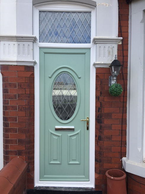 Derby Diamond Lead chartwell green upvc front door with toplight
