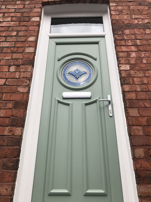 Redbridge Dexter chartwell green upvc front door with toplight
