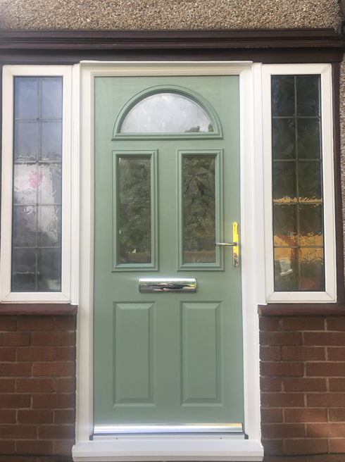 Lothian Anice chartwell green composite front door with flag windows