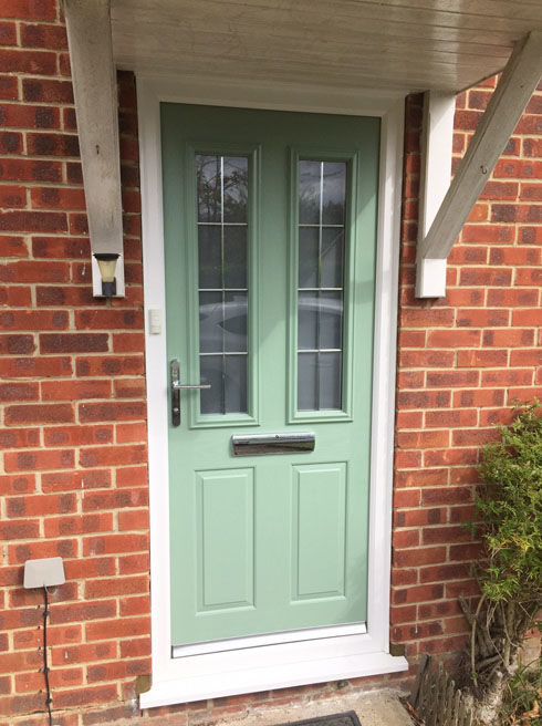 Dorset Silver Georgian Fret chartwell green composite front door