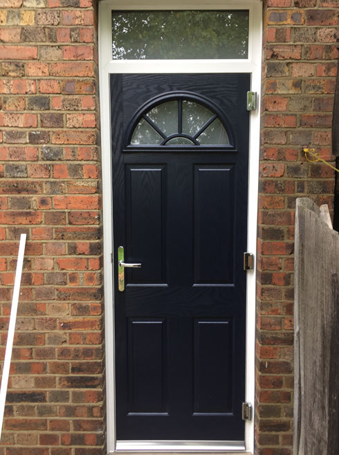 Essex blue composite back door with toplight