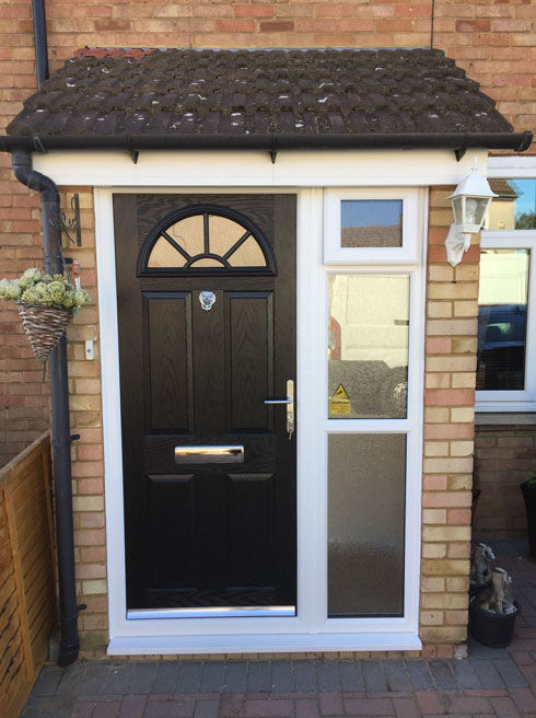 Essex black composite front door with side panel & window