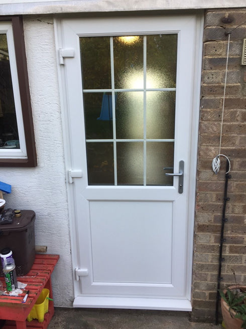 Plymouth Georgian Bar white upvc back door