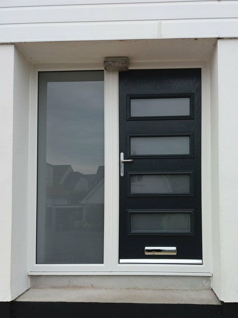Flintshire Anice anthracite grey composite front door with side panel