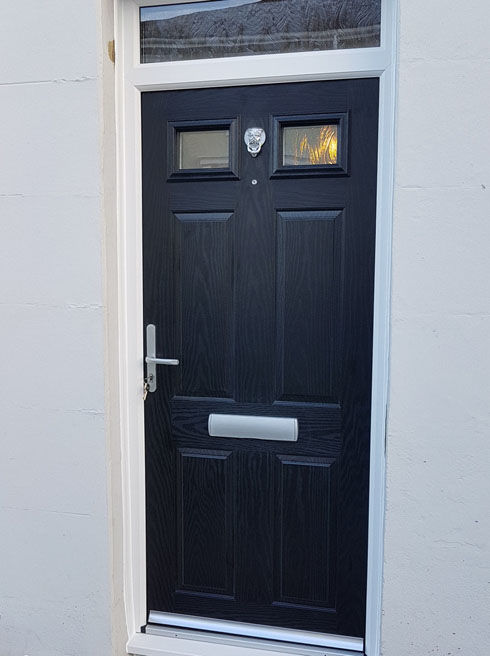 Sussex Anice black composite front door with toplight