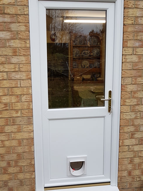 Plymouth Attina white upvc back door with catflap
