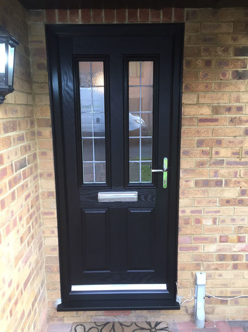 Dorset Box Lead black composite front door